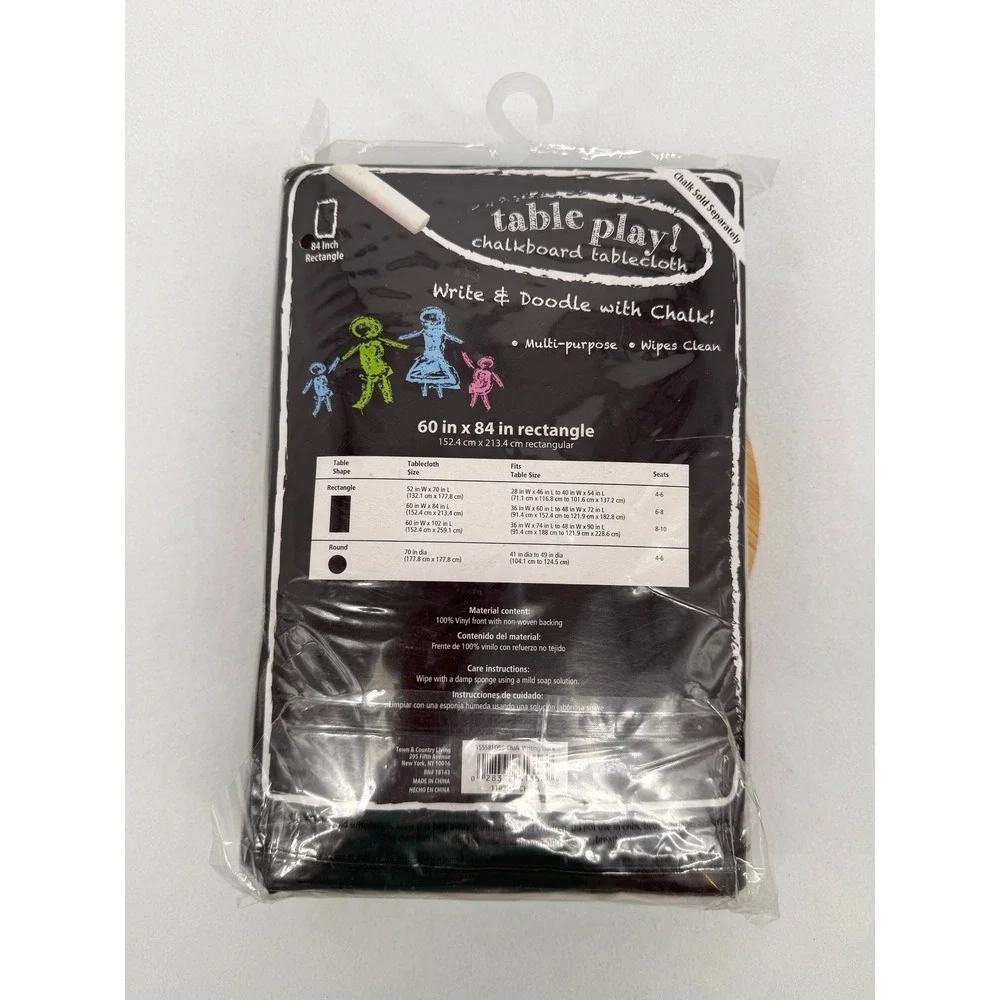 NEW Black CHALKBOARD Tablecloth 60 X 84